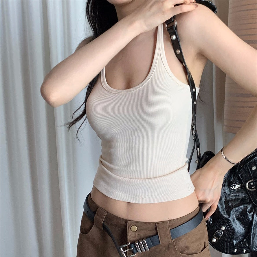 Women's Slim Fit Solid Color Camisole Crop Top