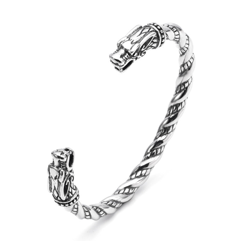 Men's Viking Cuff Bracelet Titanium Steel Open Bangle