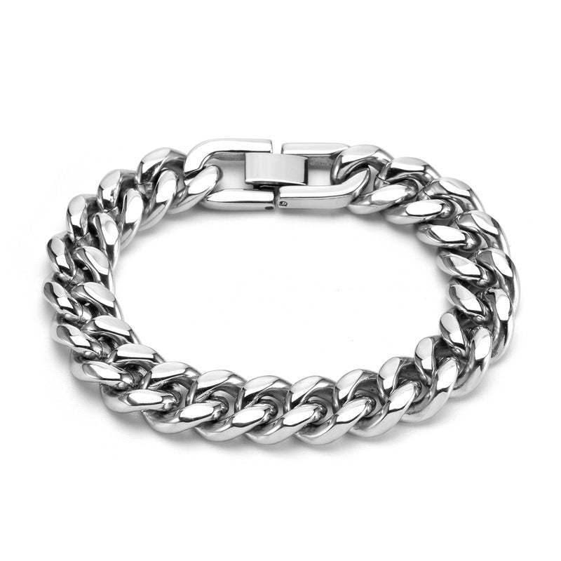 Men's Stainless Steel Cuban Link Bracelet Mirror Finish
