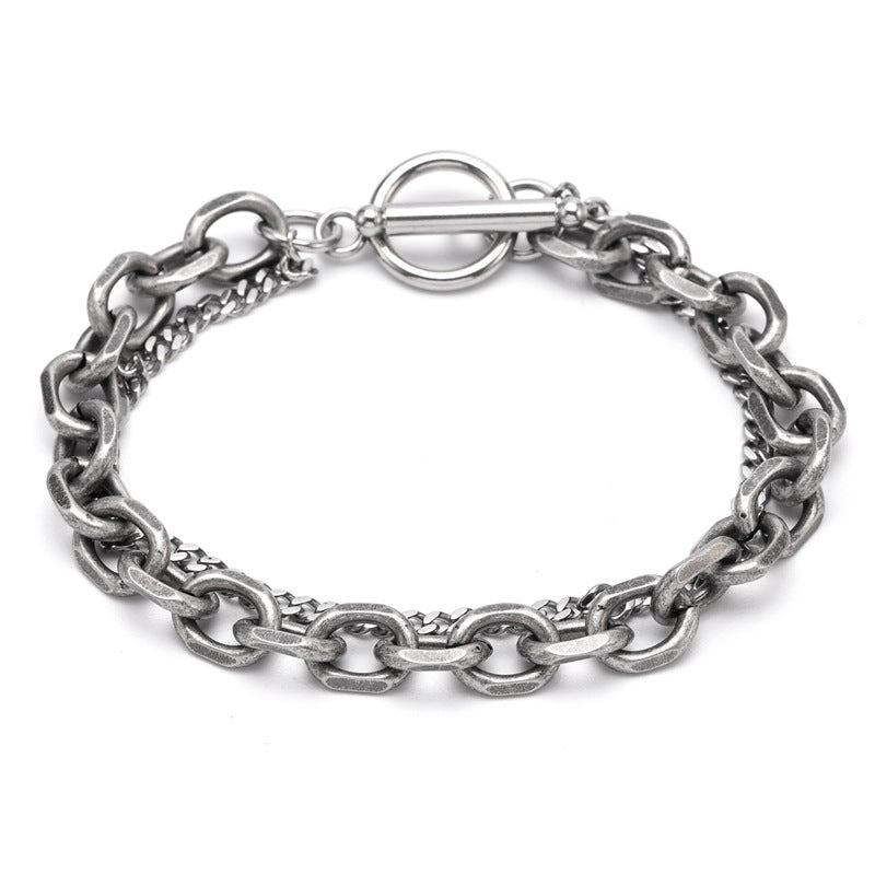Men's Double Layer Stainless Steel OT Buckle Bracelet