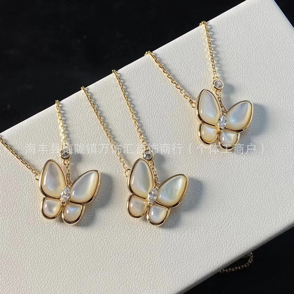 Women's Mother of Pearl Butterfly Pendant Necklace