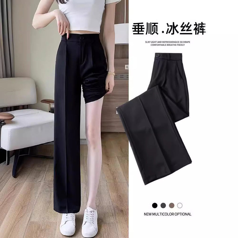Women's High-Waisted Draped Wide-Leg Dress Pants