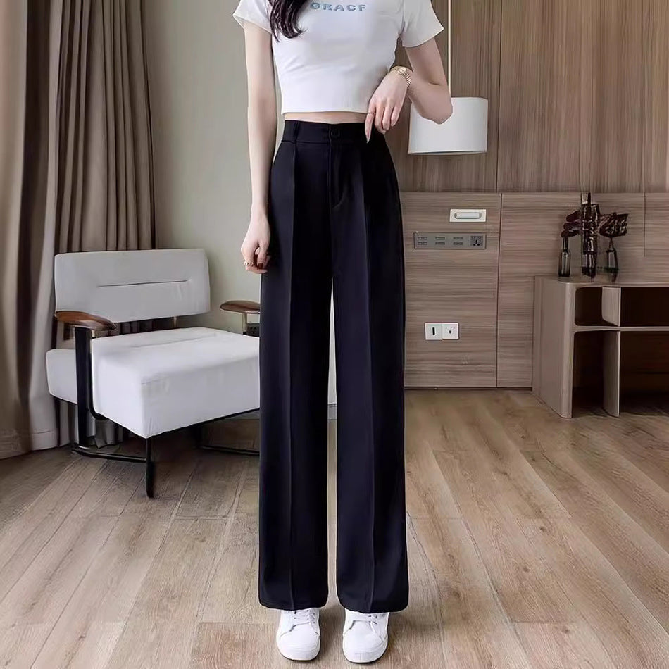 Women's High-Waisted Draped Wide-Leg Dress Pants