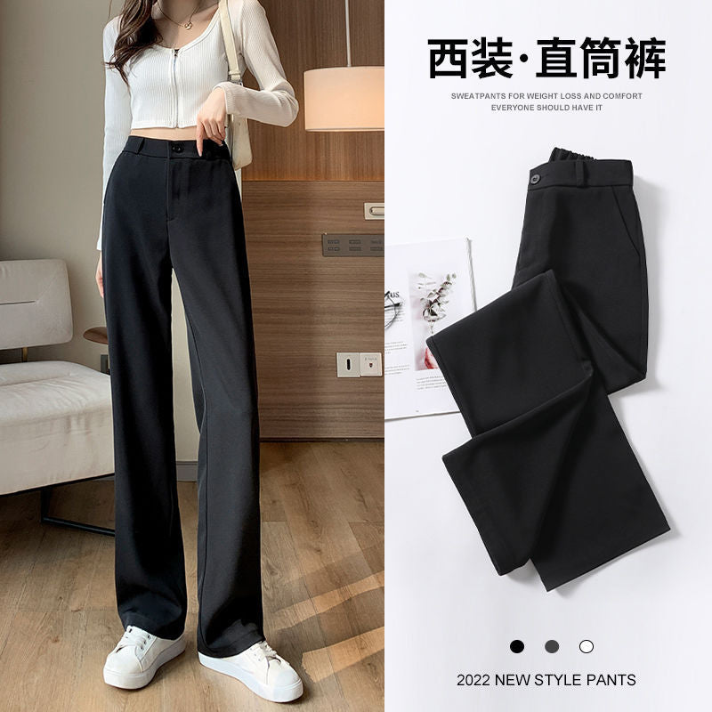Women's High-Waisted Black Wide-Leg Dress Pants