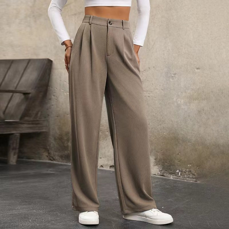 Women's High-Waisted Pleated Casual Dress Pants