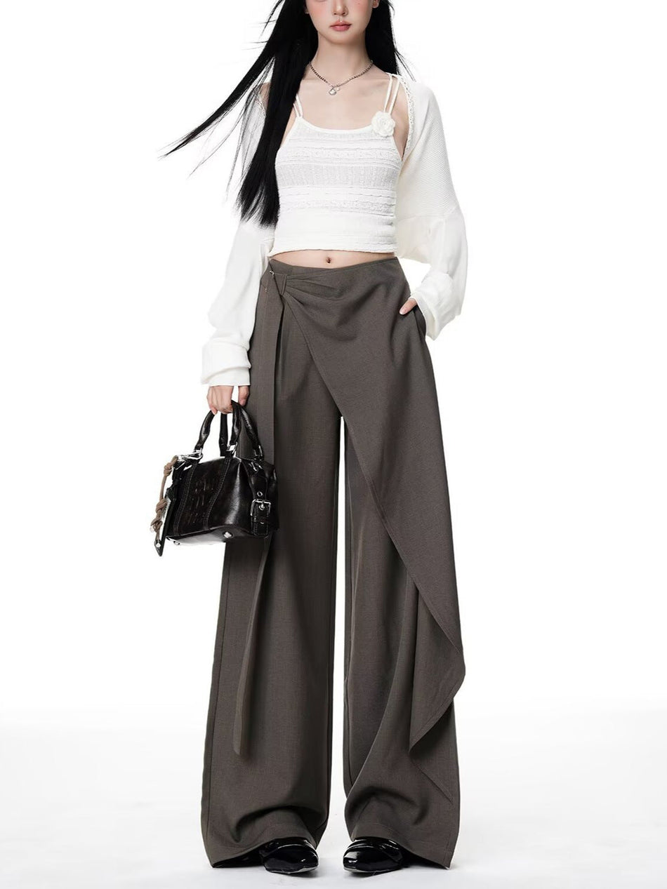 Women's High-Waisted Ribbon Wide-Leg Pants