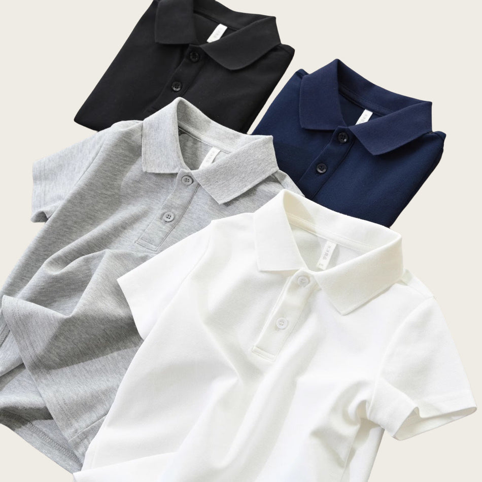 Kids Short-Sleeve School Uniform Polo Shirt – Classic White