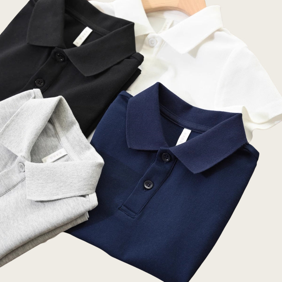 Kids Short-Sleeve School Uniform Polo Shirt – Classic White