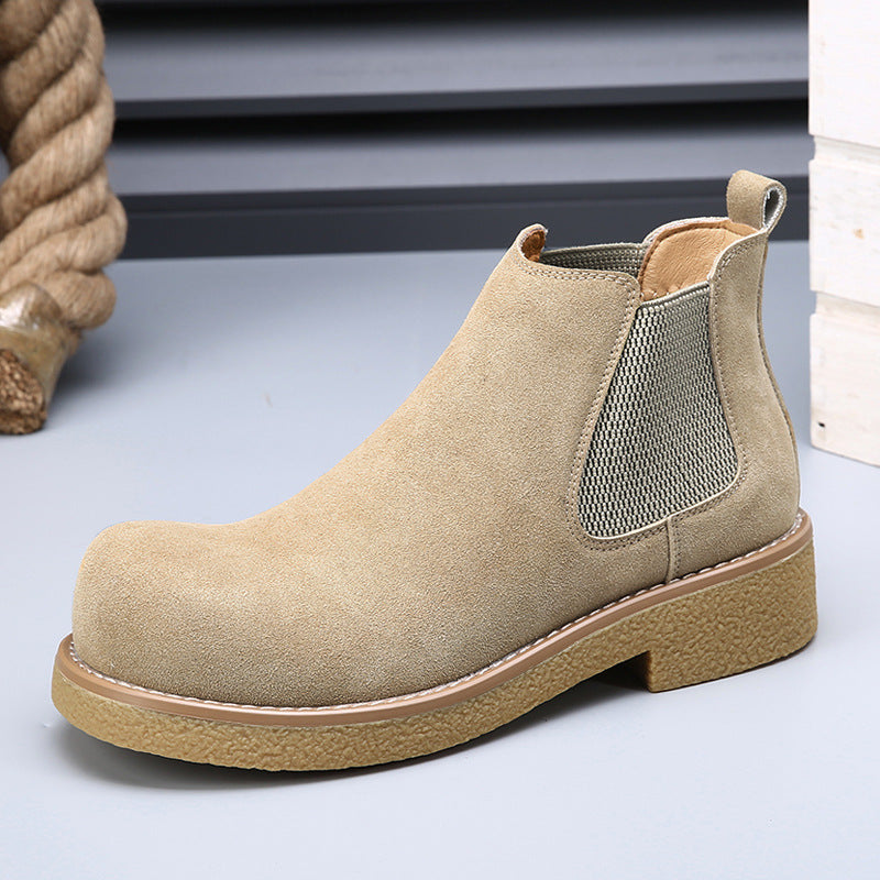 Minimalist Genuine Leather Chelsea Boots for Men Thick Sole
