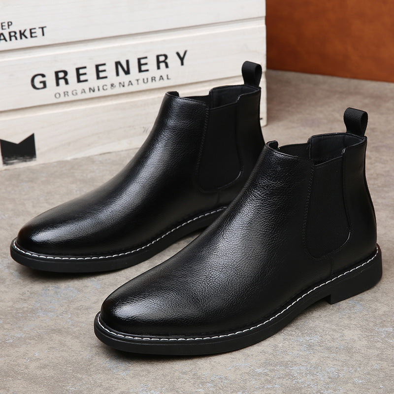 Men's Polished Chelsea Boots Fleece Lined Large Size Boots