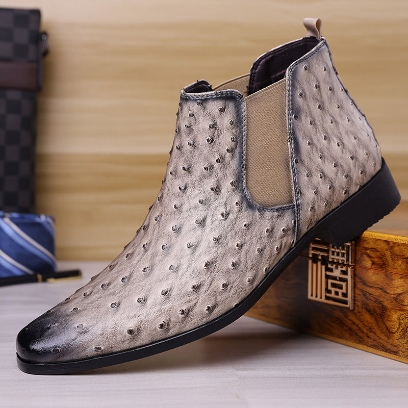 Men's Square Toe Embossed Mid-Calf Knight Boots Large Size