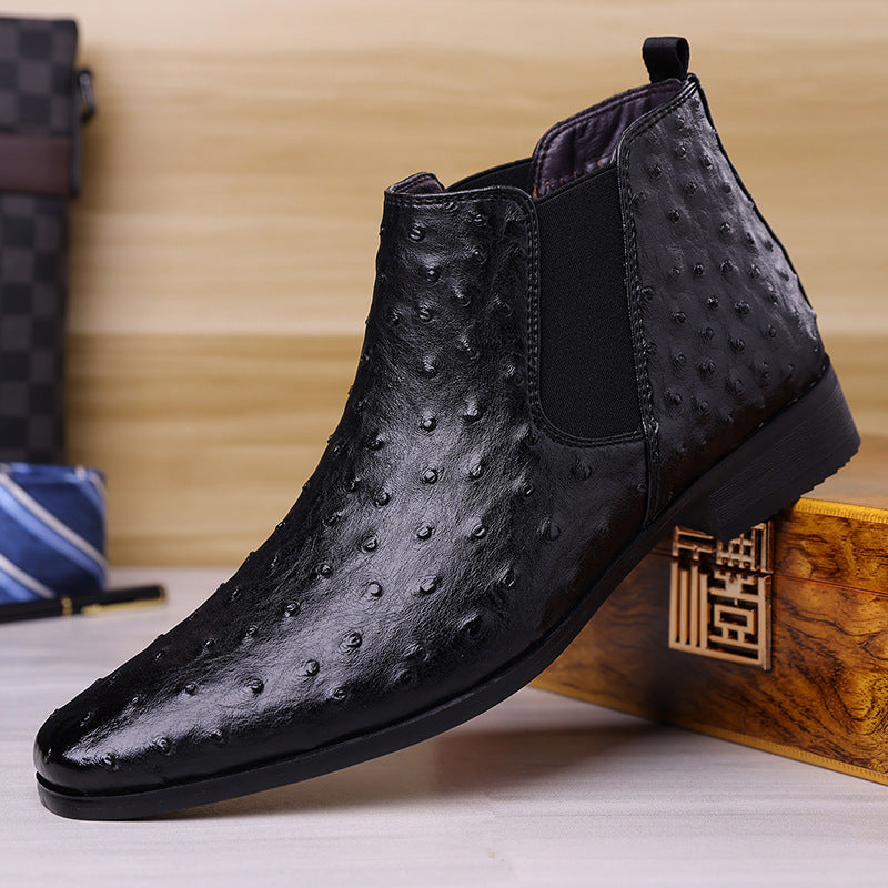 Men's Square Toe Embossed Mid-Calf Knight Boots Large Size