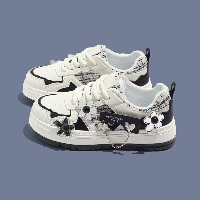 Girls Thick Sole Sneakers – Casual White Sports Shoes
