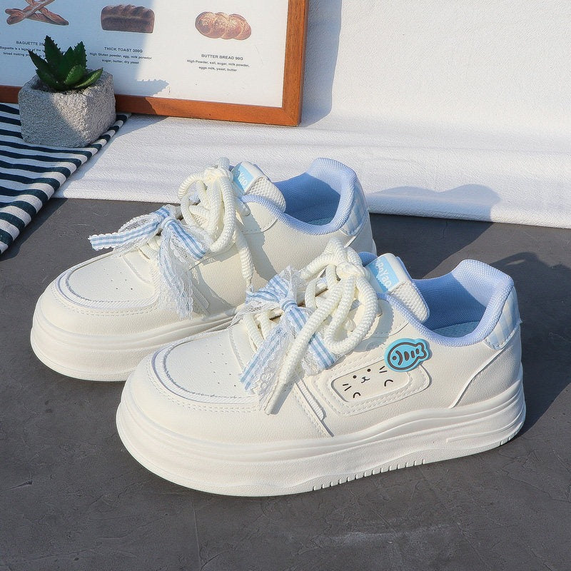 Girls Platform White Sneakers – Casual Fashion Sports Shoes
