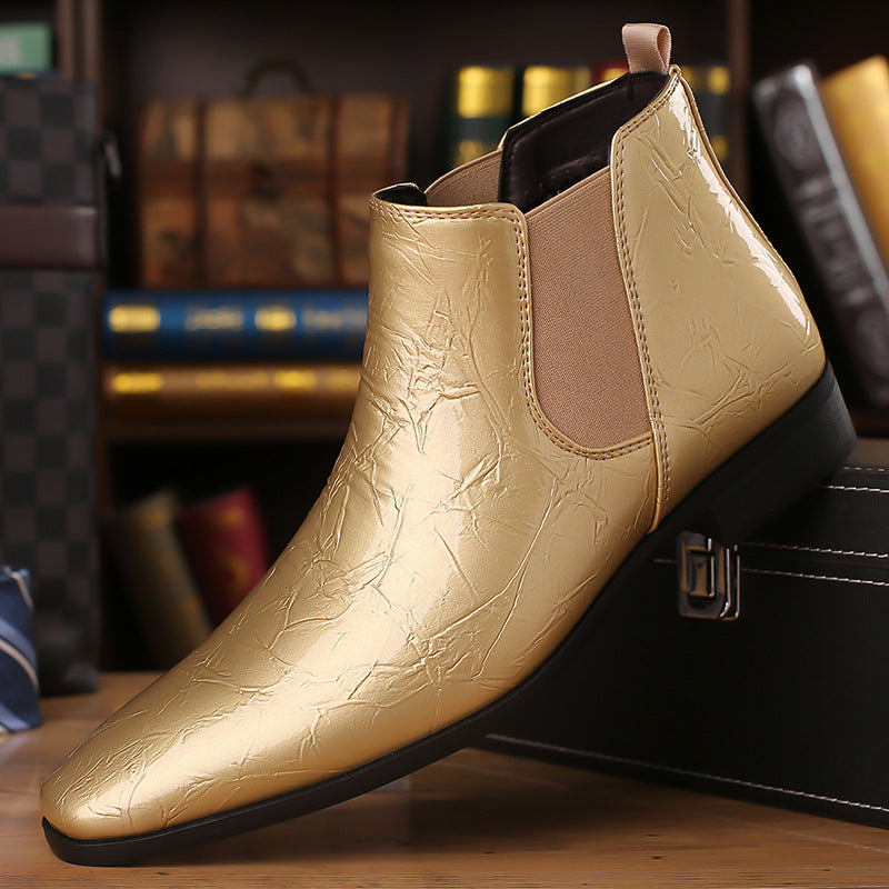 Men's Genuine Leather Pointed Toe Chelsea Martin Boots