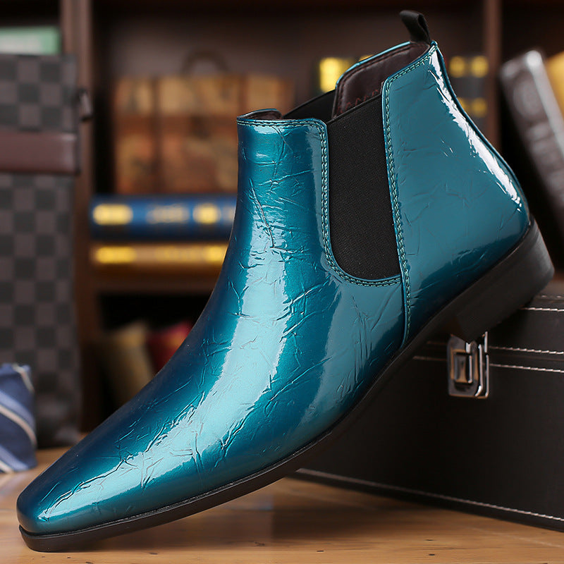Men's Genuine Leather Pointed Toe Chelsea Martin Boots