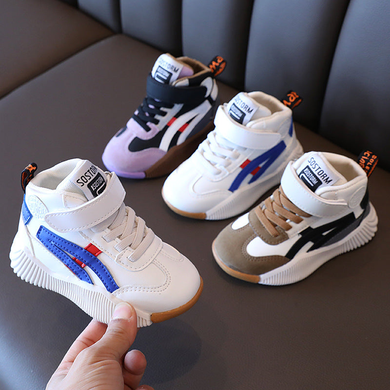 Kids Mid-Top Sports Sneakers – Breathable Non-Slip Casual