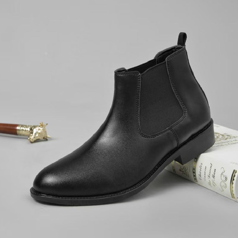 Men's Beaded Chelsea Boots Shiny Slip-On Leather Style