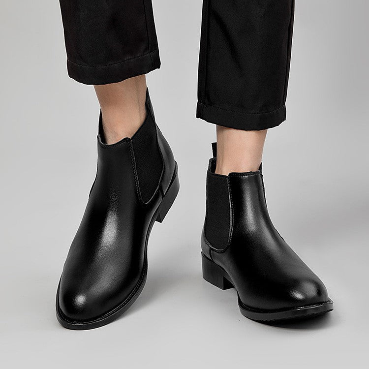 Men's Beaded Chelsea Boots Shiny Slip-On Leather Style