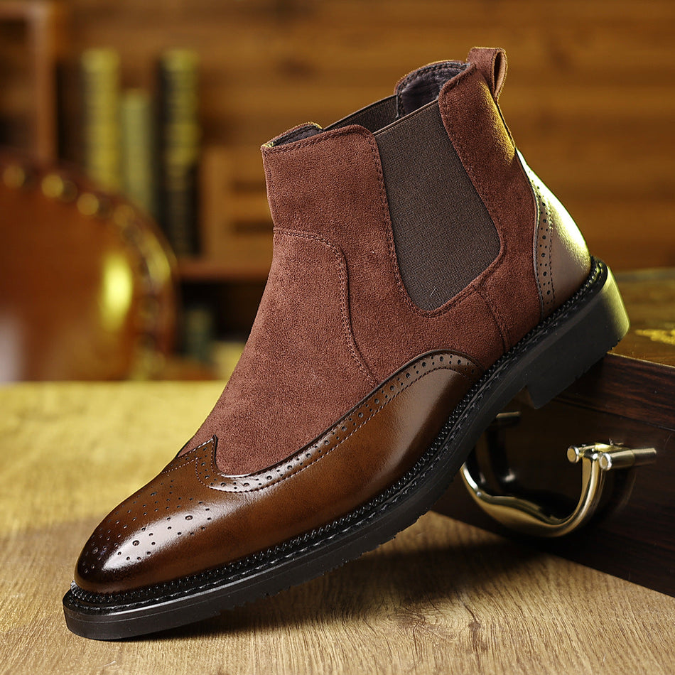 Men's Pointed Toe Chelsea Martin Boots Business Casual