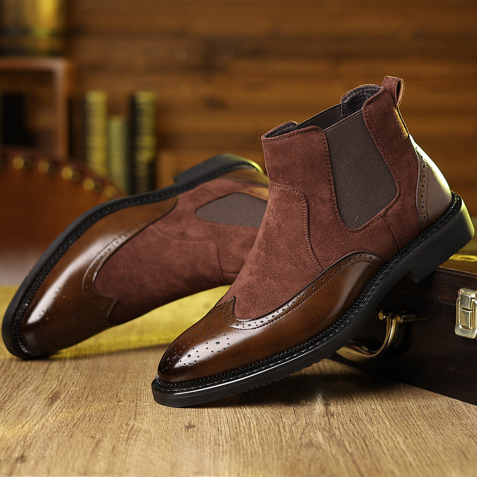 Men's Pointed Toe Chelsea Martin Boots Business Casual