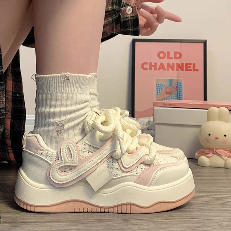 Girls Platform Sneakers – Lightweight Floral Casual Skate Shoes