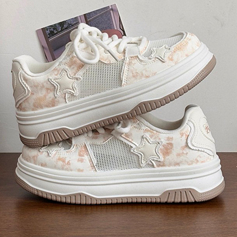 Girls Breathable Mesh Sneakers – Lightweight White Sports Shoes