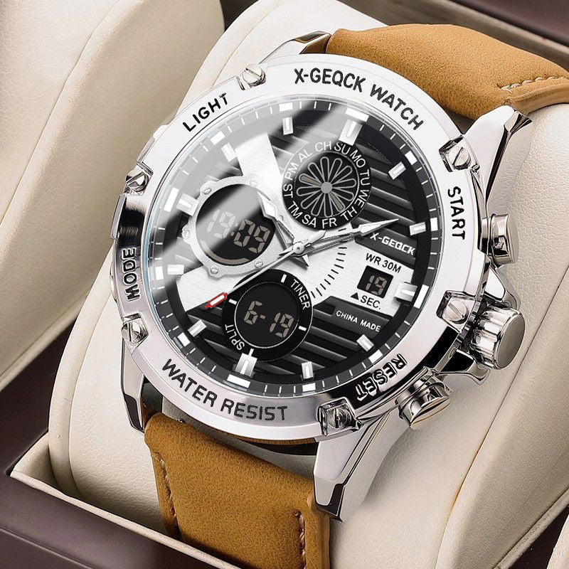 Men's Dual Display Sports Watch with Luminous Chronograph