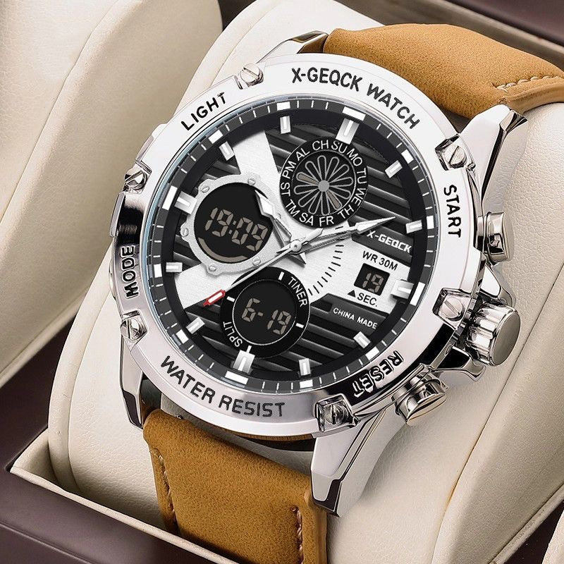 Men's Dual Display Sports Watch with Luminous Chronograph