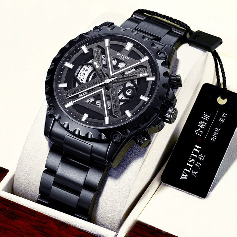 Men's Skeleton Dial Waterproof Quartz Sports Watch