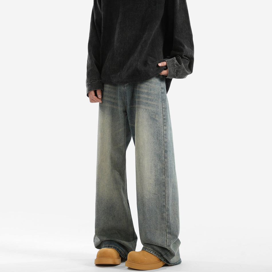 Men's American Style Retro Loose Straight Wide Leg Jeans