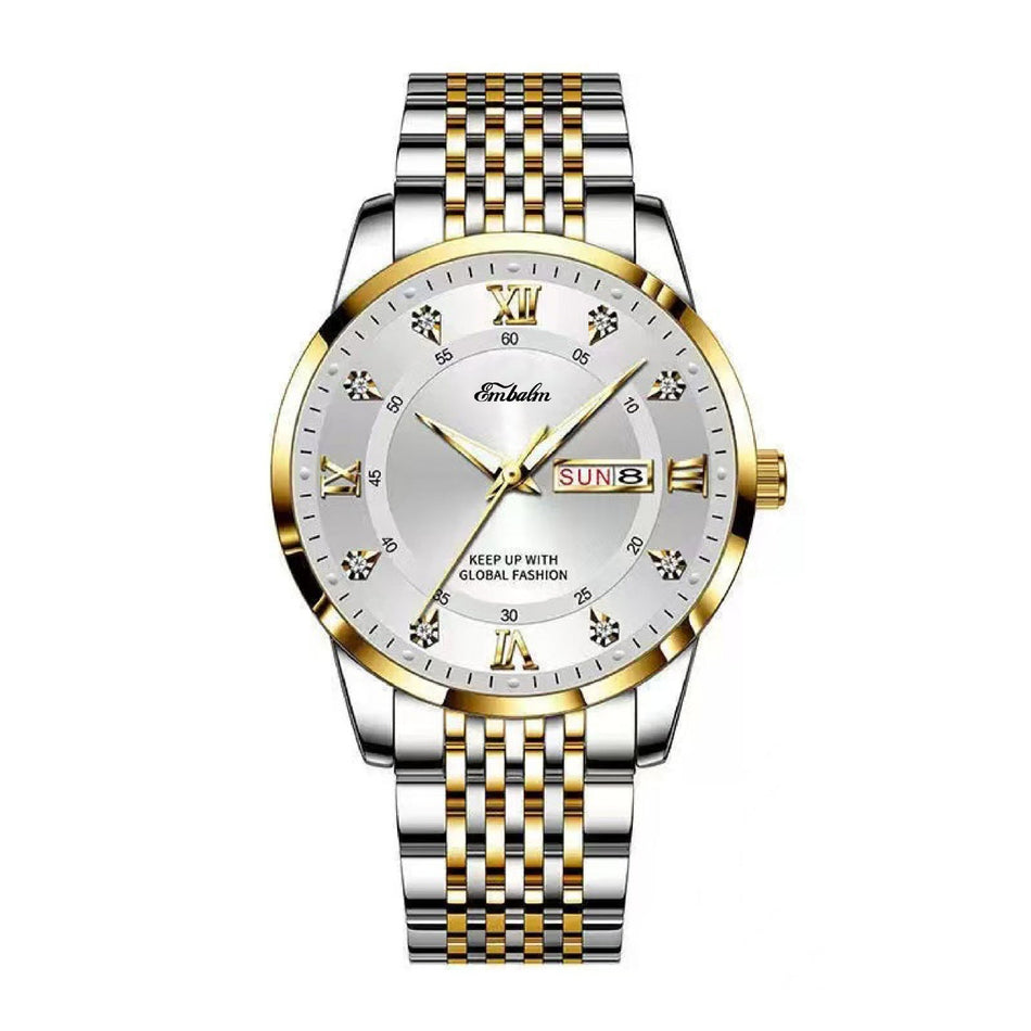 Men's Waterproof Quartz Business Watch with Luminous Calendar