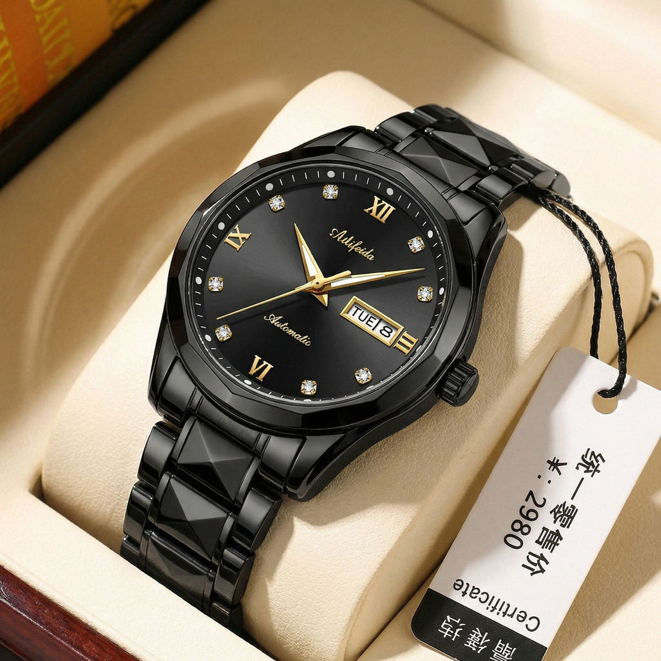 Men's Ultra Thin Steel Quartz Watch with Luminous Calendar