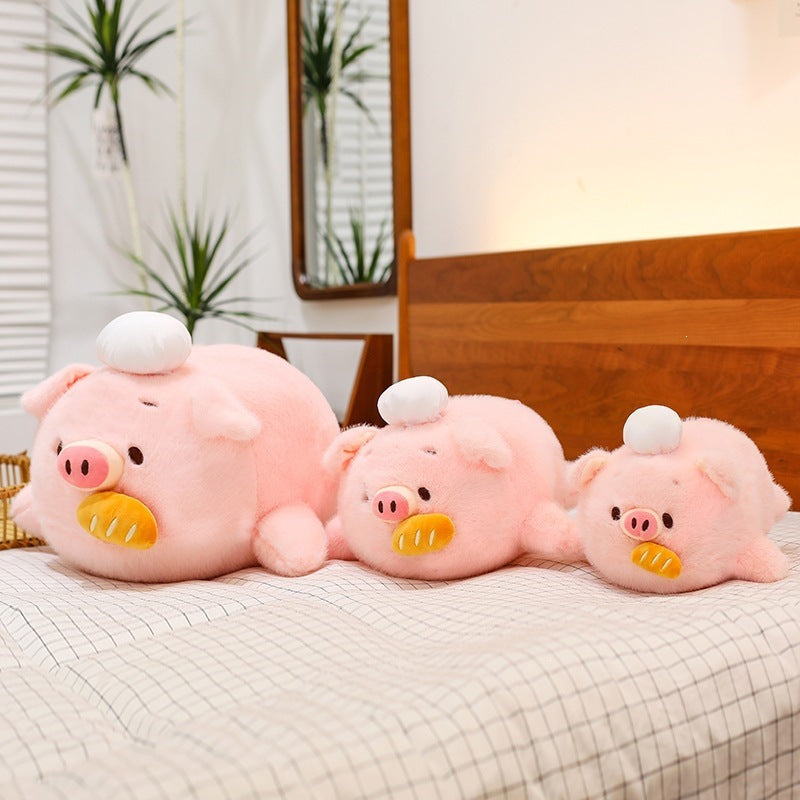 Cute Chef Pig Plush Pillow – Soft Long Stuffed Animal Cushion