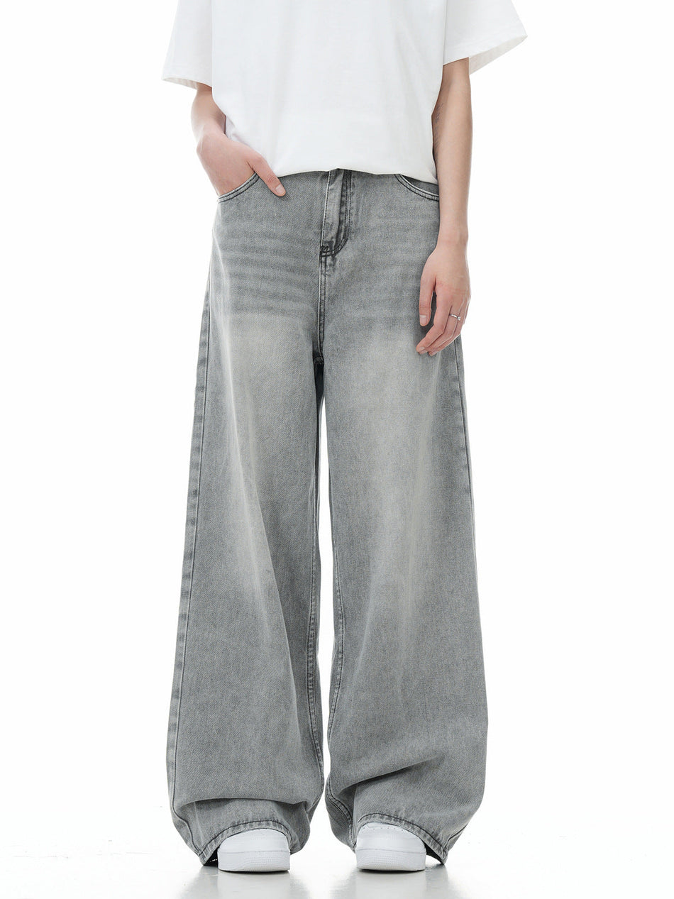 Men's American Style Washed Loose Wide Leg Straight Jeans