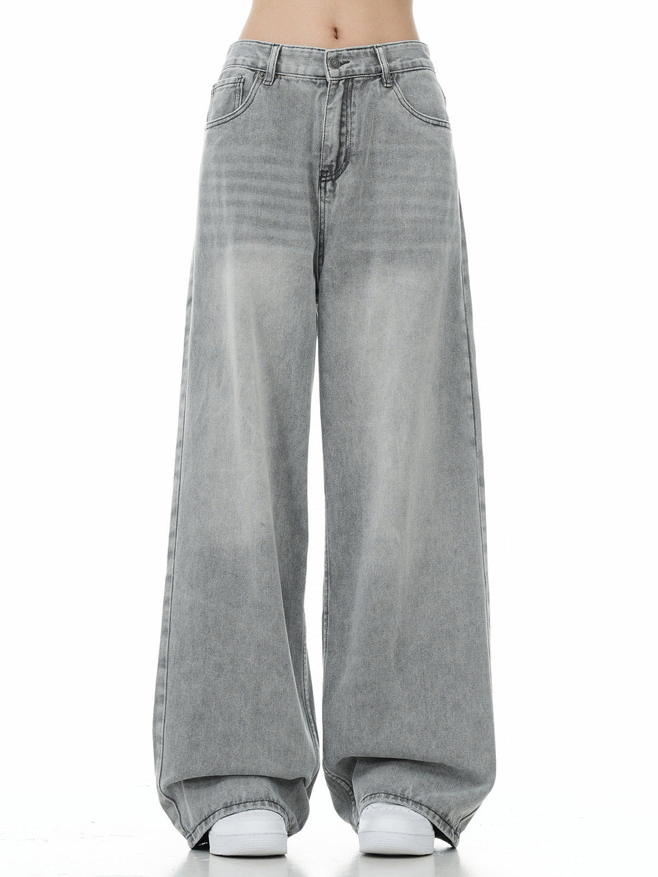 Men's American Style Washed Loose Wide Leg Straight Jeans