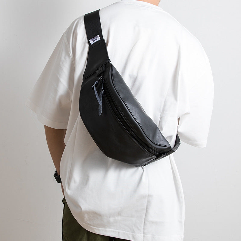 Men's Leather Chest Bag with Waterproof Multifunctional Design