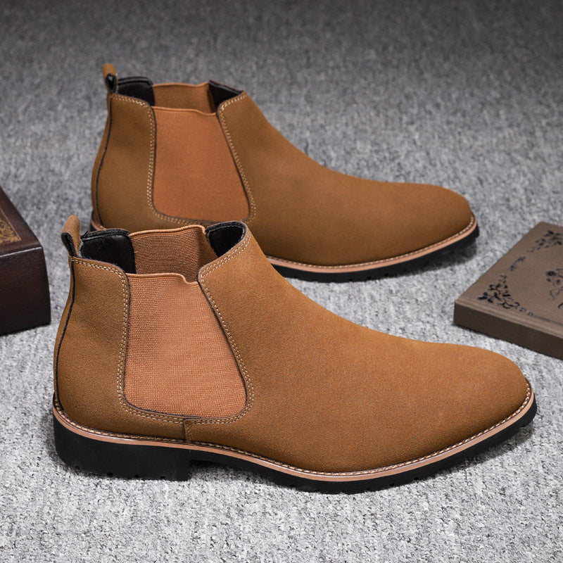 Men's Chelsea Boots Frosted Leather High Top Casual Boots