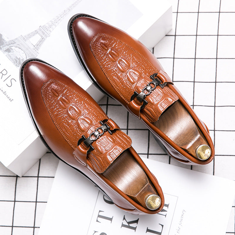 Men's Slip On Pointed Leather Shoes Plus Size Casual Style