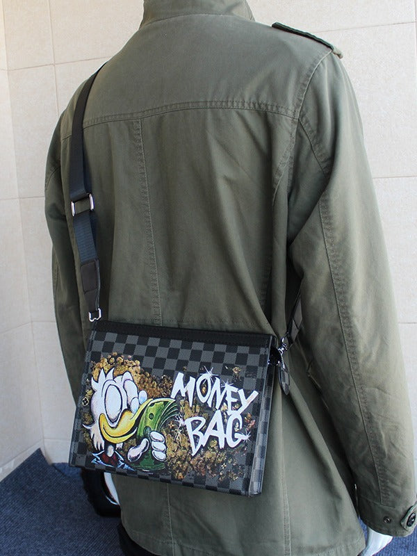 Unisex Chessboard Crossbody Bag with Large Capacity Design