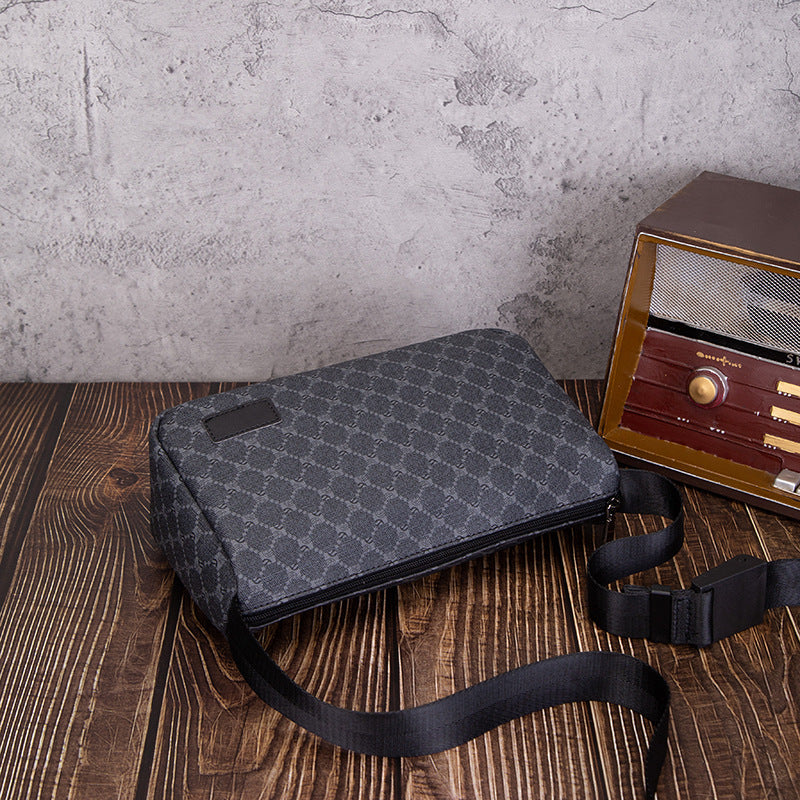 Men's Plaid Crossbody Shoulder Bag with Casual Design