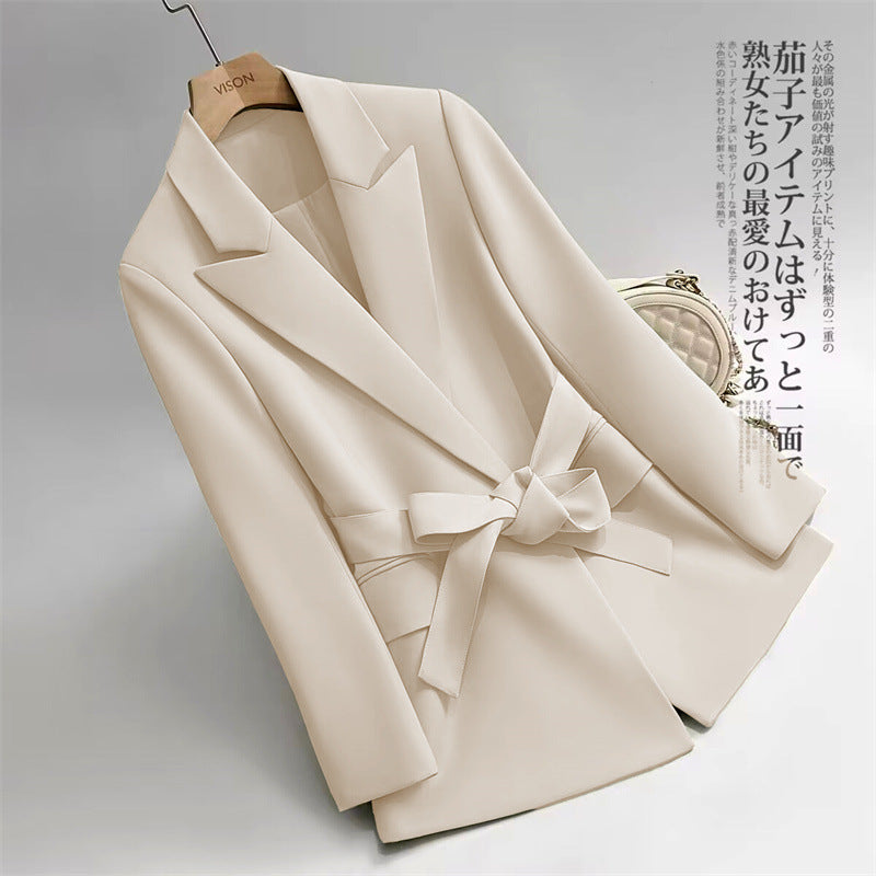 Women's Belted Black Blazer with Tailored Commuter Fit