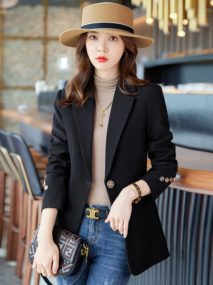 Women's Slim Fit Black Blazer Jacket for Office Wear