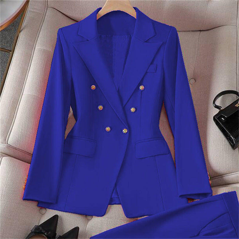 Women's Royal Blue Double-Breasted Business Blazer
