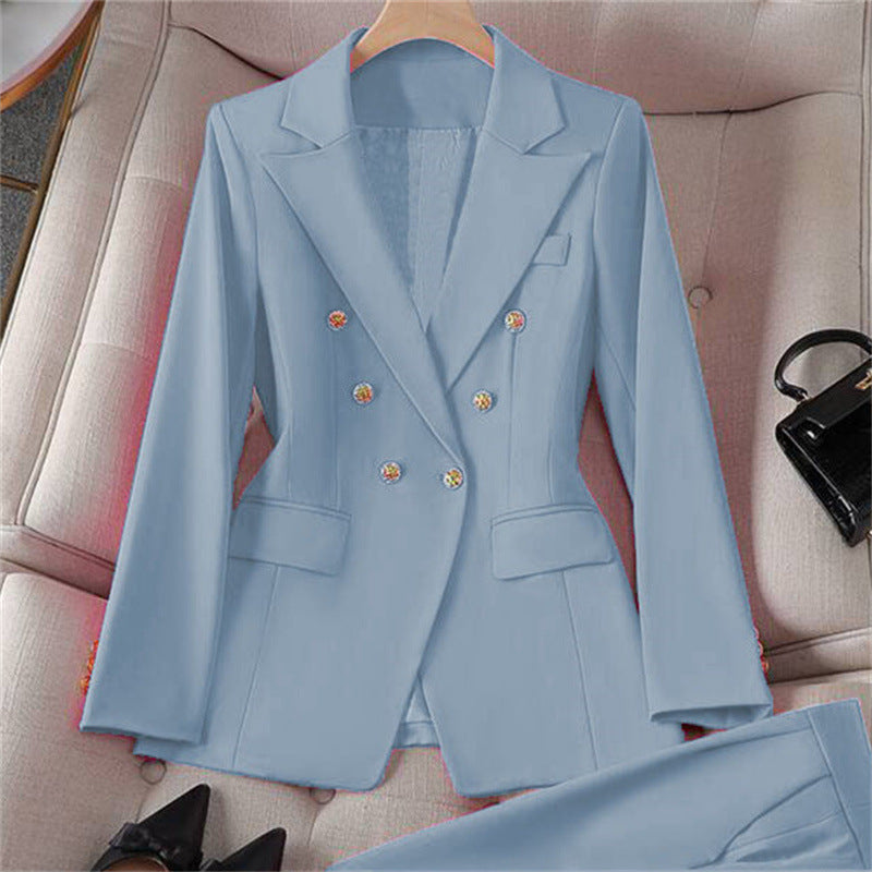 Women's Royal Blue Double-Breasted Business Blazer