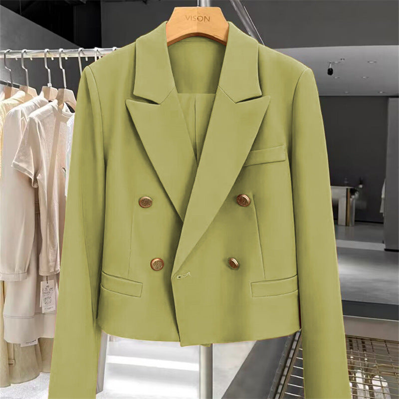 Women's Coffee Brown Cropped Blazer for Casual Office Wear