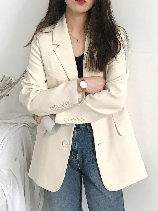 Women's Relaxed Fit Blazer Jacket for Casual Office Wear