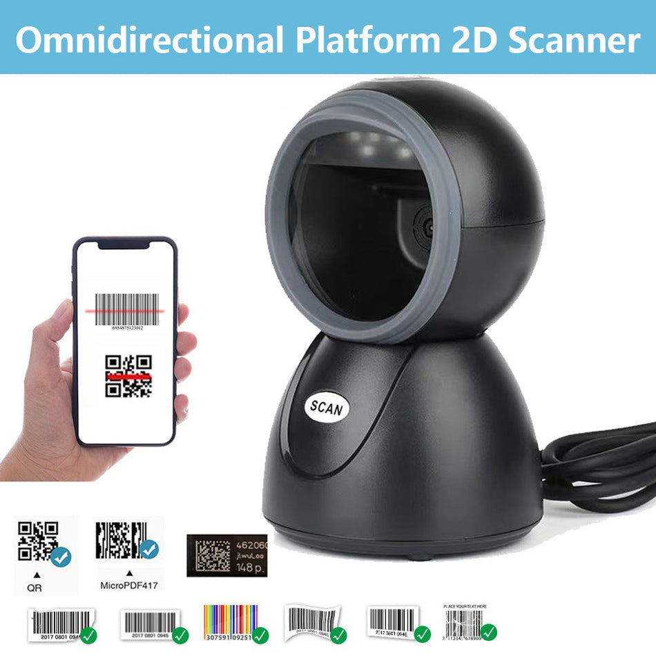 Kefar Omnidirectional 2D Barcode Scanner – Hands-Free Desktop