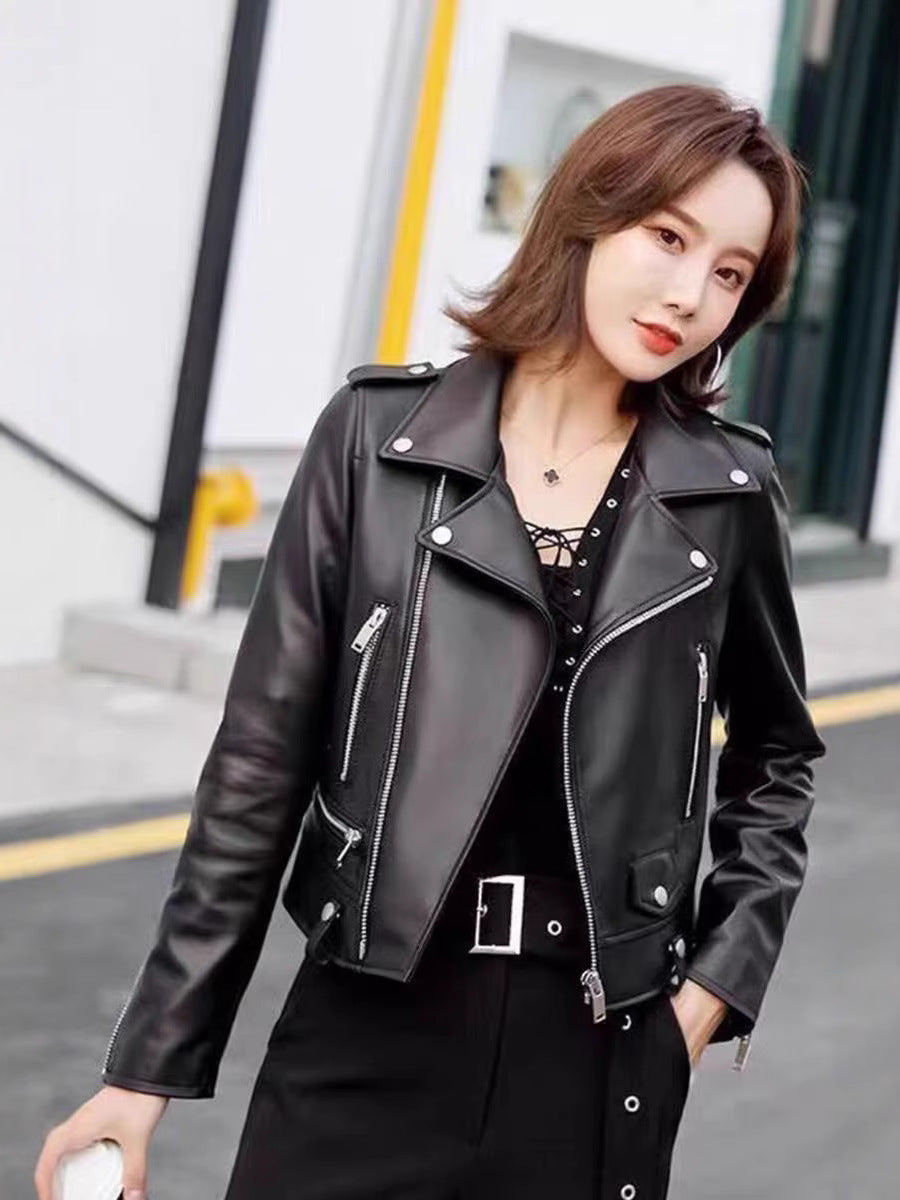 Women's Plus Size Slim Fit Faux Leather Moto Jacket