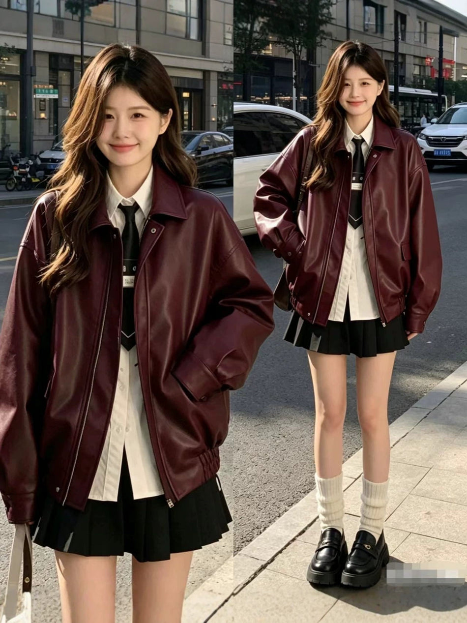 Women's Regular Fit Faux Leather Biker Jacket